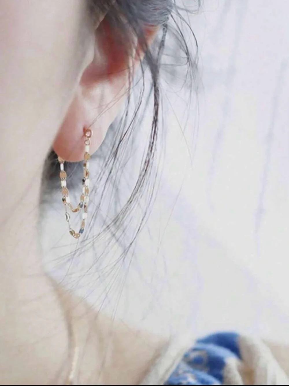 Delicate Gold Double-Chain Drop 925 sterling silver Earrings - Women Jewelry